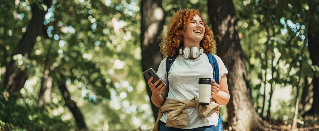 Woman hiking living her values