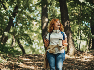 Woman hiking living her values